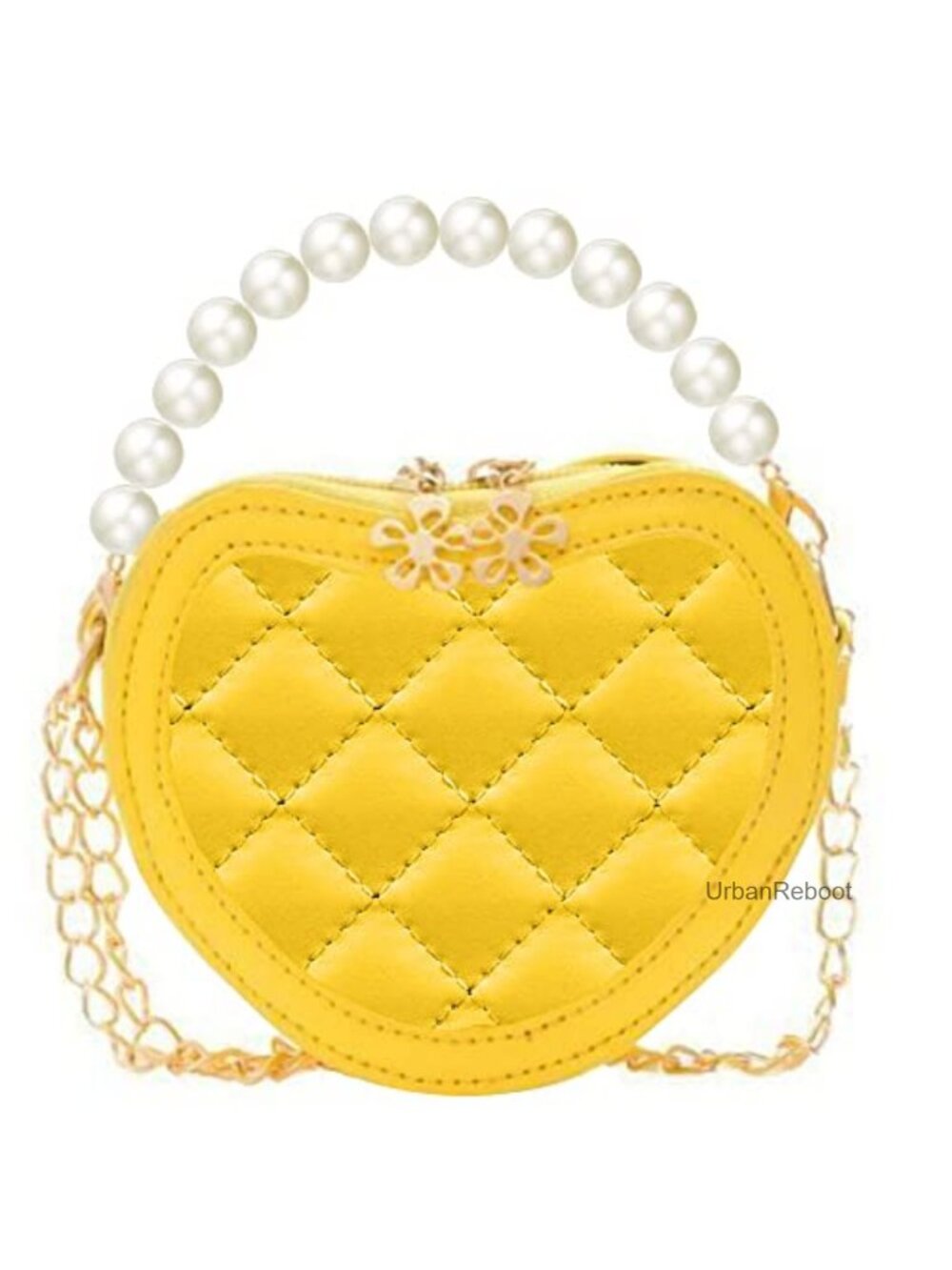 Girls Mini Heart Crossbody Bag PU Leather Pearl Handle Wallet Purse